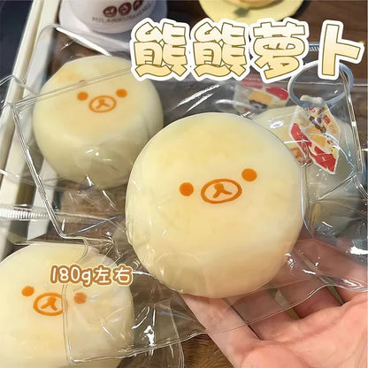 Handmade Squishy Toys Cute Radish Pineapple Banana Shaped Bear Slow Rising Stress Relief Squeeze Toys Food Grade Silicone