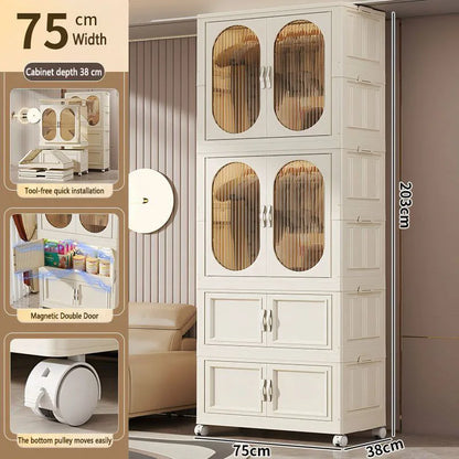 Foldable Baby Closet Plastic Infant Wardrobe Children's Clothing Storage Cabinet for Home Bedroom No Installation Needed