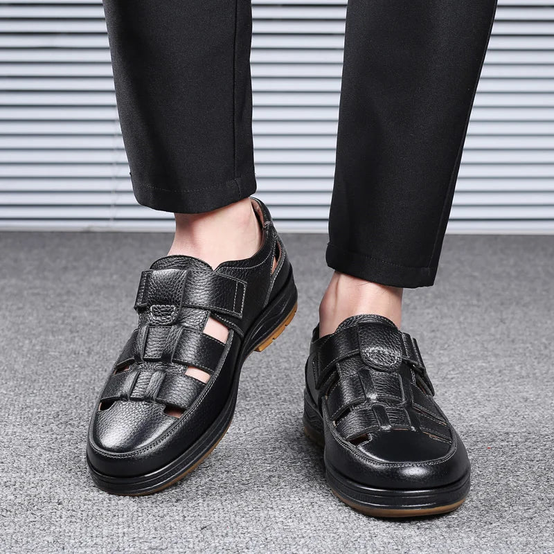 Men's Slip-on Hollow-out Loafers, Summer Comfortable Breathable Cutout Shoes, Non-slip for Outdoor & Driving-XH9608