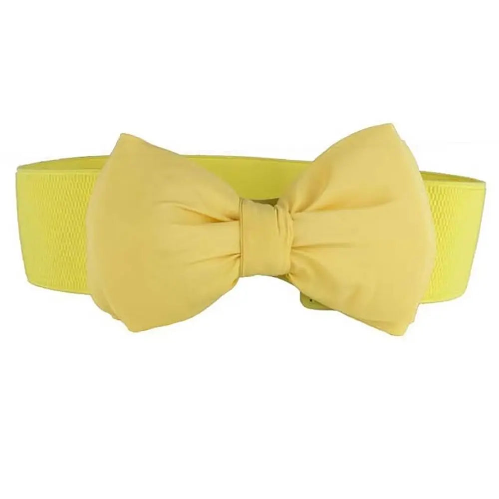 1Pcs New Big Bowknot Waist Belt Elastic Stretch Buckle Bow Waistband Wide Satin Bow Belt for Girls Lady Women
