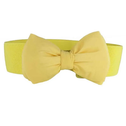 1Pcs New Big Bowknot Waist Belt Elastic Stretch Buckle Bow Waistband Wide Satin Bow Belt for Girls Lady Women