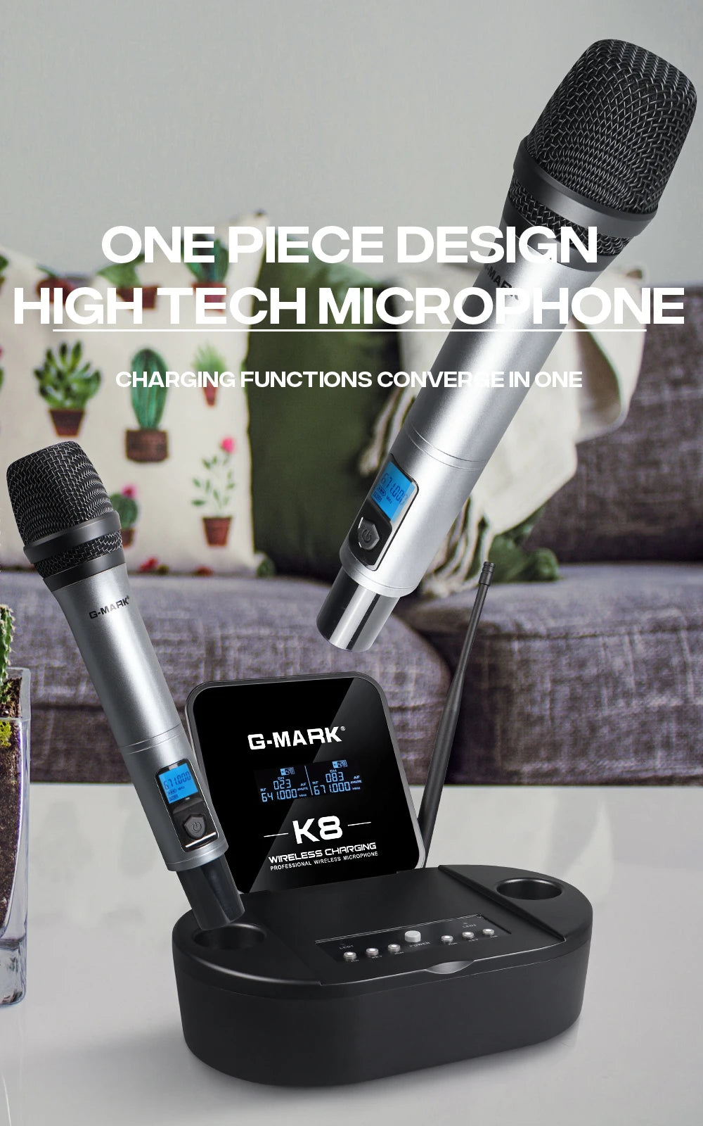 Microphon Wireless G-MARK K8 UHF Karaoke Mic With Lithium Battery For Stage Party Show Church Wedding Teaching