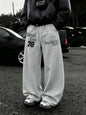 Men Wide Leg West Coast 76 Double Side Print Sweatpants 100% Polyester Gothic Baggy Y2K Drawstring Casual Jogger Pants