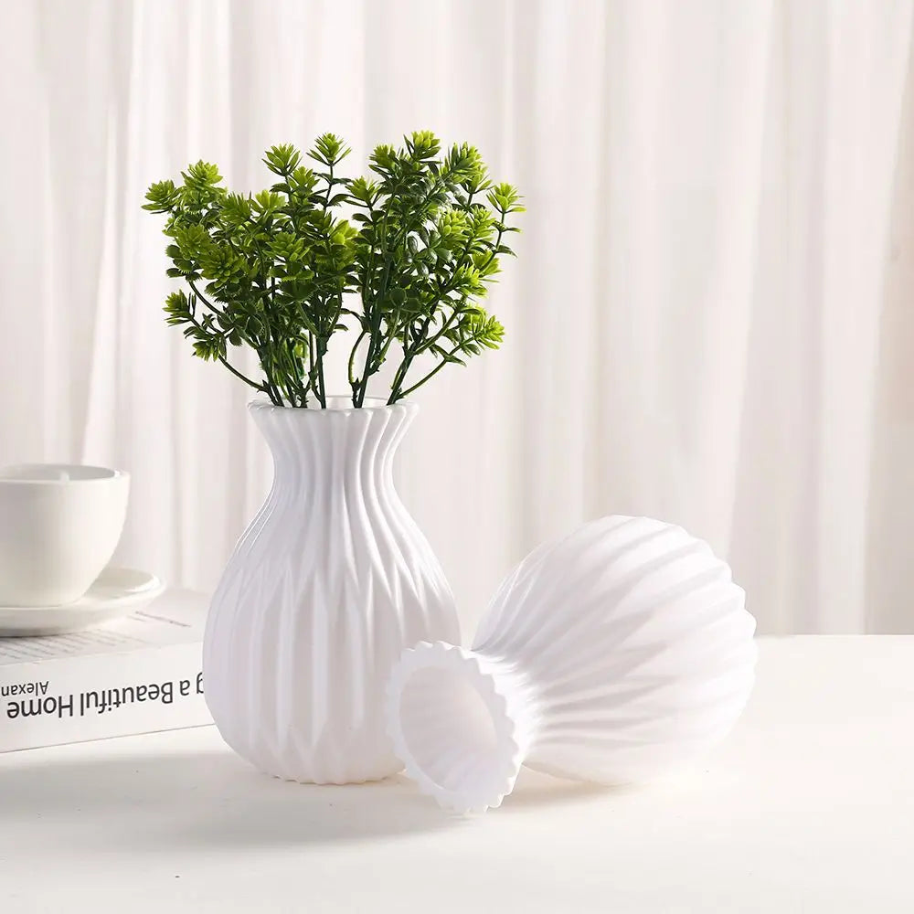 Plastic Vase White Imitation Ceramic Flower Pot Nordic Decor Wedding Home Table Outdoor Diy High Quality Gift Prop Bonsai Garden