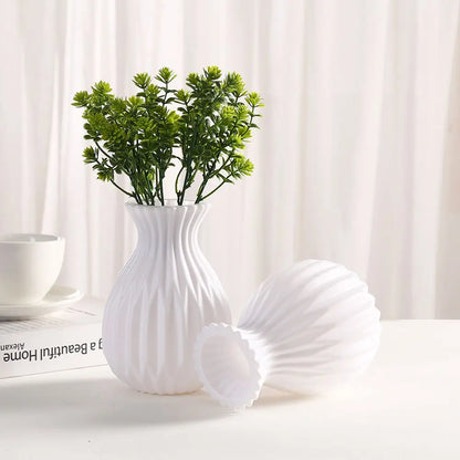 Plastic Vase White Imitation Ceramic Flower Pot Nordic Decor Wedding Home Table Outdoor Diy High Quality Gift Prop Bonsai Garden
