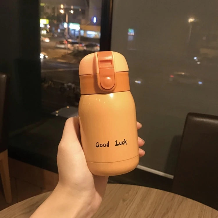 200/350ml Cute Mini Thermos Cup Stainless Steel Thermal Coffee Mug Portable Vacuum Flask Insulated Water Bottle with Button Lid