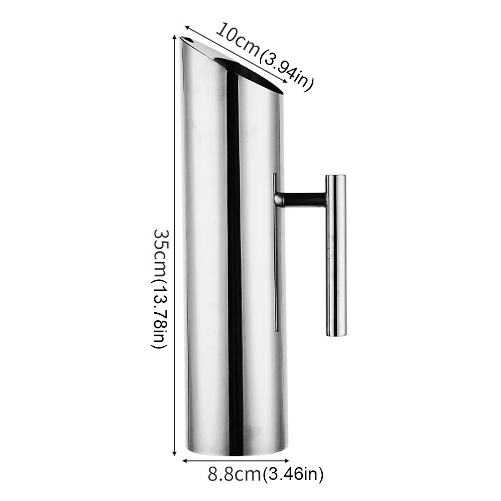 1/2L Kitchen Cold Wine Pitcher Stainless Steel Wine Juice Water Jug Ice Cold Freeze Water Pot Kettle for Restaurant Cafe Mix Bar