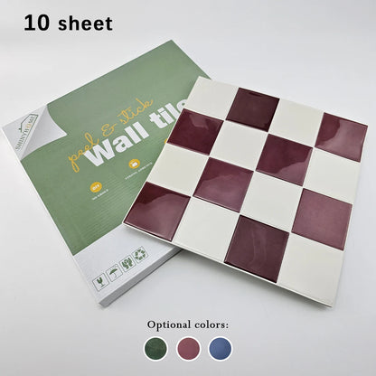 10/30 PC 3D Mosaic Style Self-Adhesive Wall Tile Kitchen Backsplash  Suitable for Kitchen Wall Decoration Square 10.5" x 10.5"