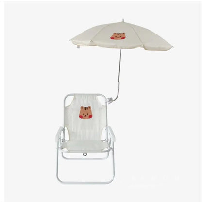Children's Outdoor Beach Chair With Umbrella Cute Ins Wind Portable Folding Chair Seaside Photo With Parasol Back Chair ﻿