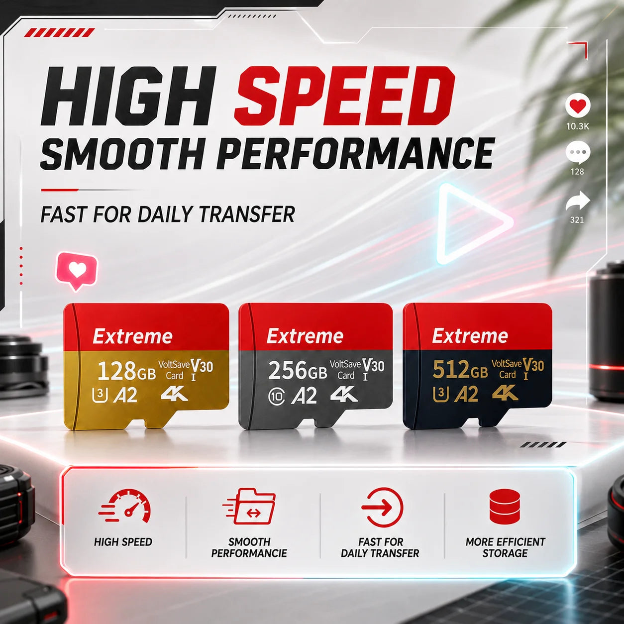 High Speed Micro TF SD Card 128GB 256GB Class10 U3 V30 for Camera Drone Driving Recorder Waterproof Memory Card