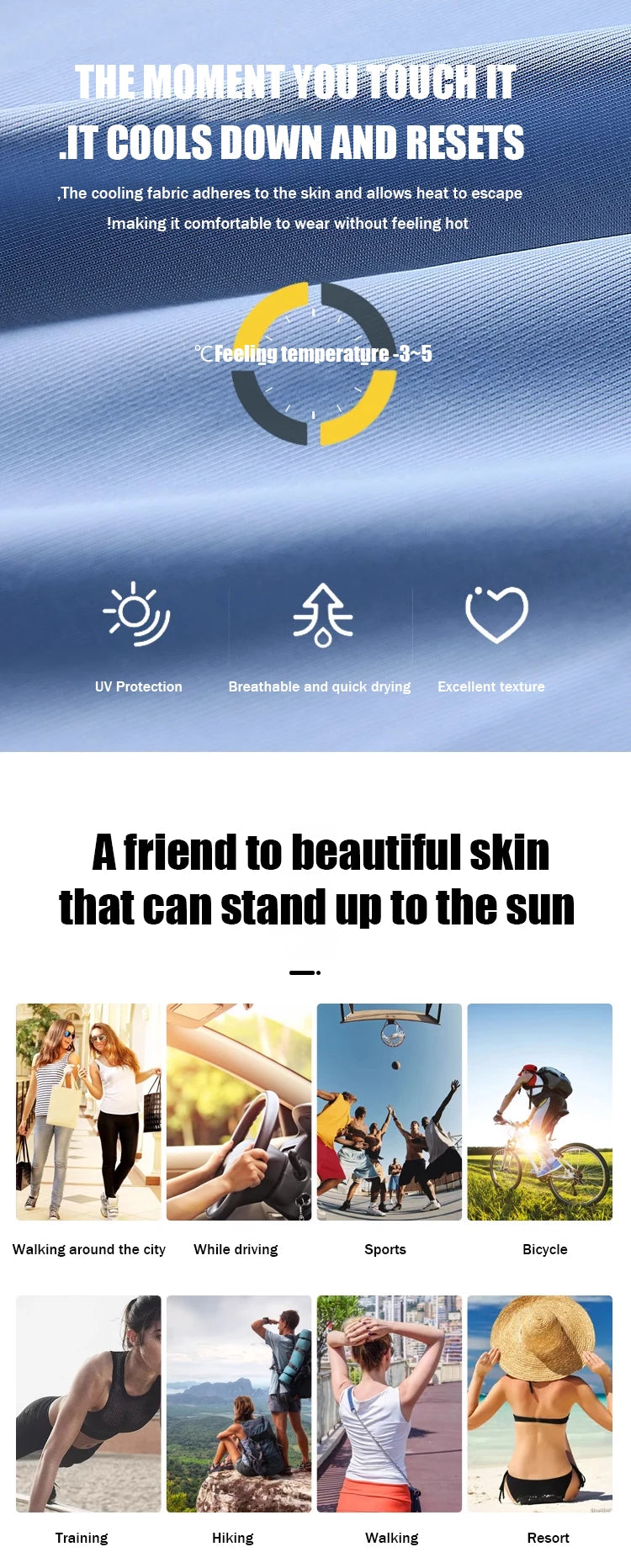 Invisible Sunscreen Seamless Ice Sleeves UPF50+ Cooling Silk Fabric UV Protection Arm Covers For Outdoor Sports Driving