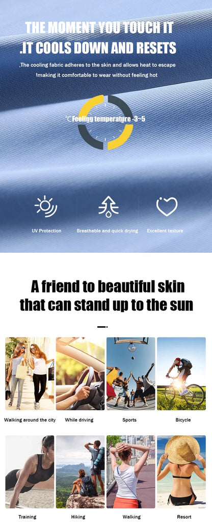 Invisible Sunscreen Seamless Ice Sleeves UPF50+ Cooling Silk Fabric UV Protection Arm Covers For Outdoor Sports Driving