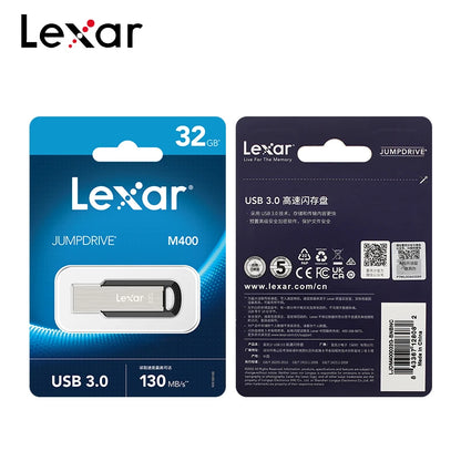 Original Lexar JumpDrive M400 USB 3.0 Flash Drive 32GB Read Max 130MB/s Memory Stick 64GB 128GB 256GB Metal USB Stick For PC