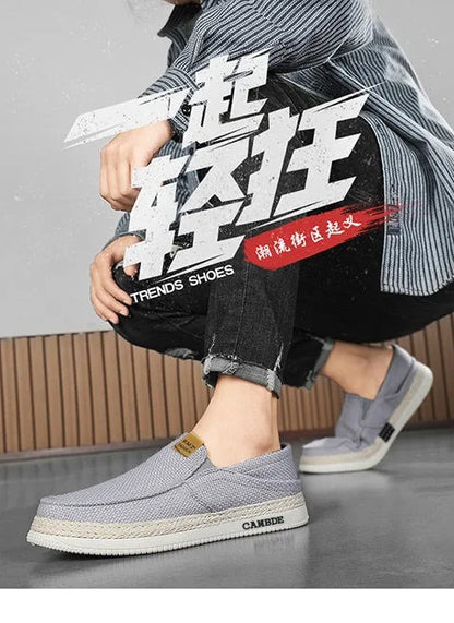 Summer Casual Loafers Men Breathable Slip On Casual Shoes for Men Classic Linen Canvas Sneakers Male Light Flats Lazy Shoes