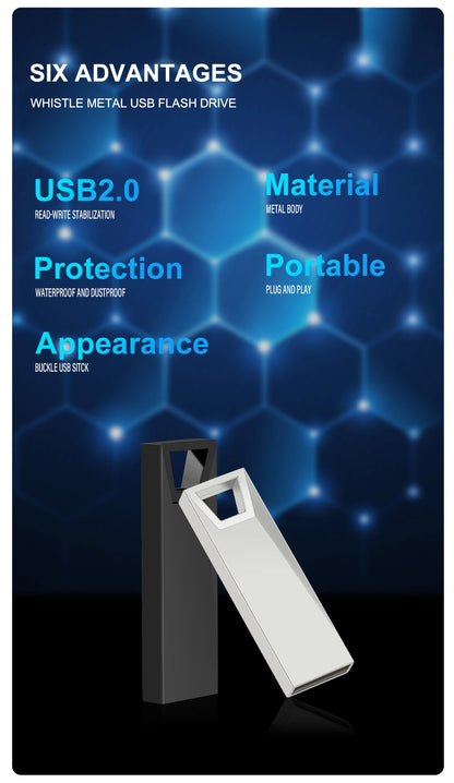 JASTER Metal USB Flash Drive 128GB Business Gift Memory Stick 64GB Free Key Chain Pen Drive 32GB Silver Flash Disk 16GB 8GB 4GB
