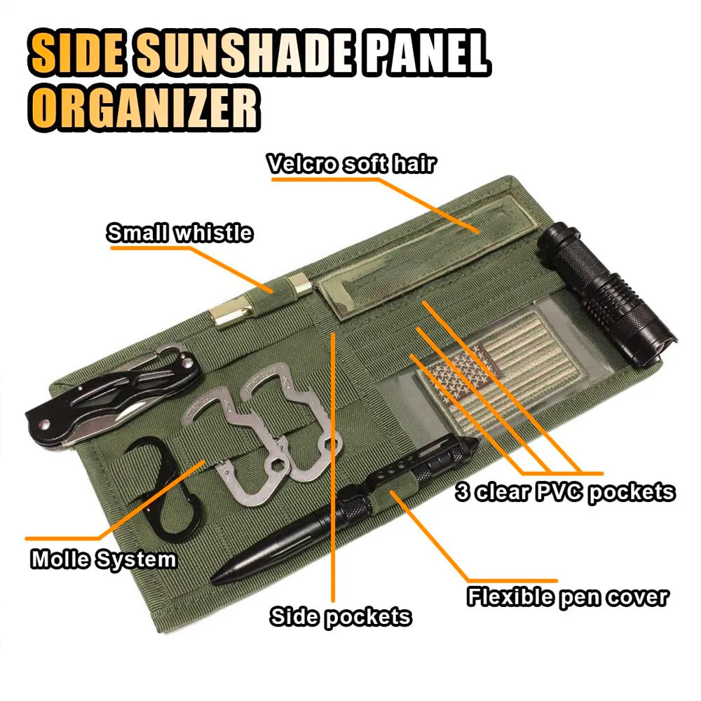 Multifunctional Sun Visor Storage Bag Tactical Car Organizer Pouch for Pickup Trucks SUVs Tool Holder Travel & Outdoor Use