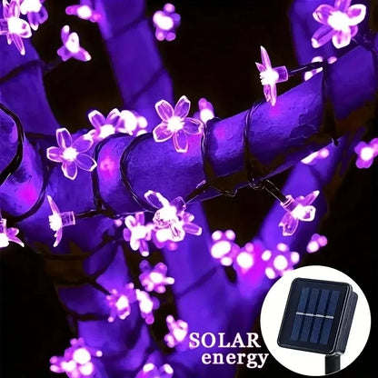 1pc 5/7/12/22M Solar String Sakura Lights 20/50/100/200LEDS Outdoor Waterproof Festival Garden Decorative Lights