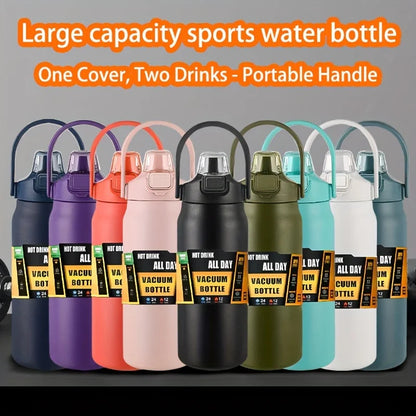 LUSQI 304 Stainless Steel Thermal Mug Outdoor Thermos Bottle Portable Tumbler Vacuum Flasks Cold & Hot Straw Water Bottle