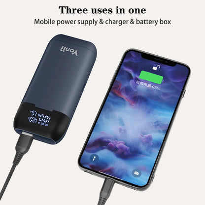 18650 Battery Charger Case DIY Power Bank Box Portable QC 3.0 PD 18W Fast Charging Case for 18650 21700 20700 Lithium Batteries