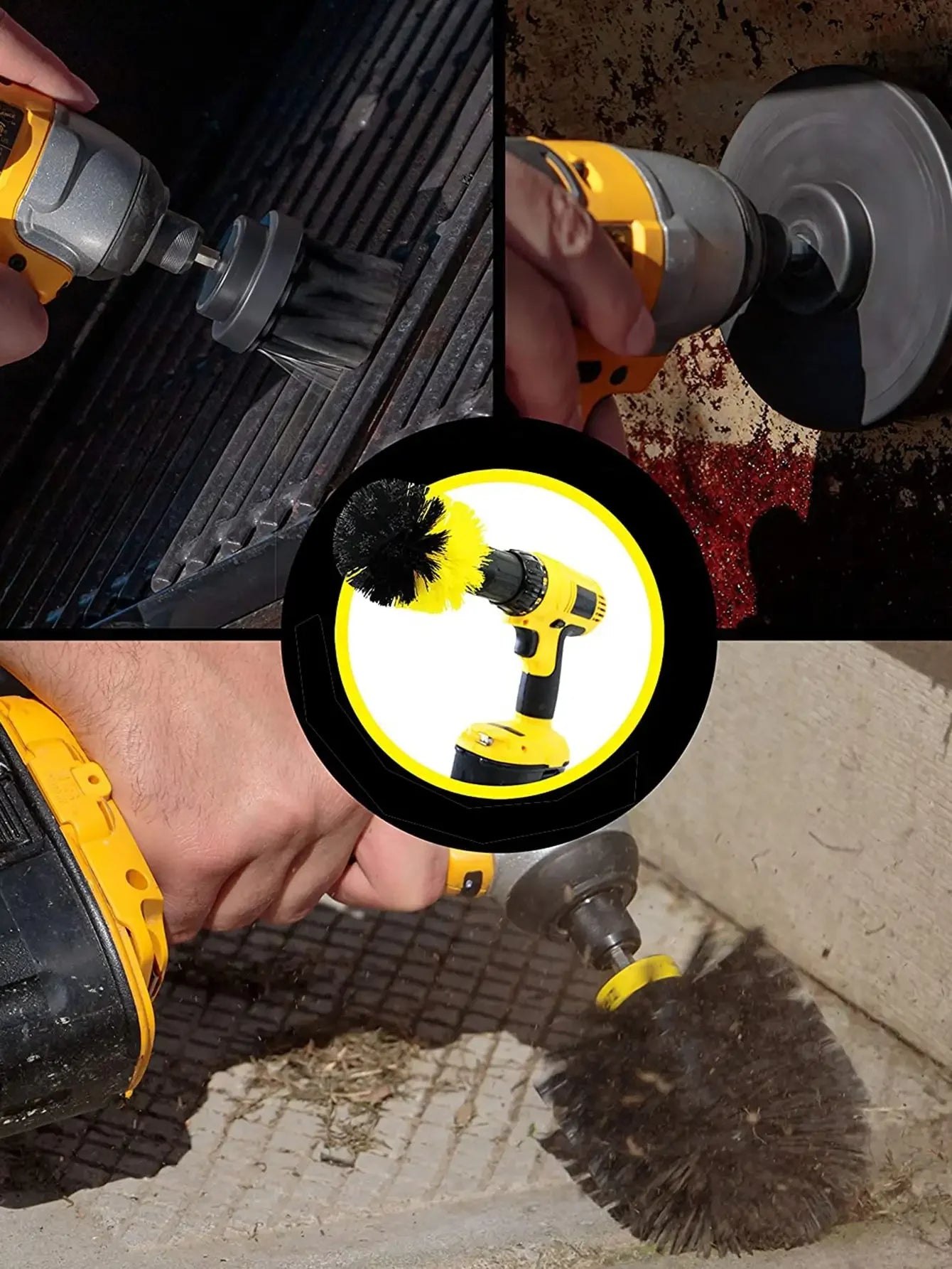 3Pcs/Set Electric Scrubber Brush Drill Brush Kit Plastic Round Cleaning Brush For Carpet Glass Car Tires Nylon Brushes