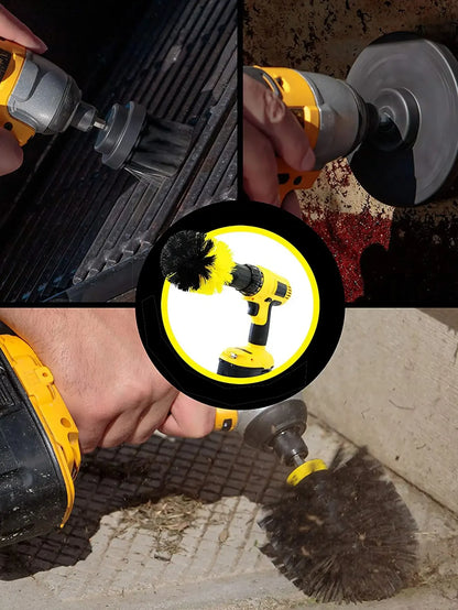 3Pcs/Set Electric Scrubber Brush Drill Brush Kit Plastic Round Cleaning Brush For Carpet Glass Car Tires Nylon Brushes
