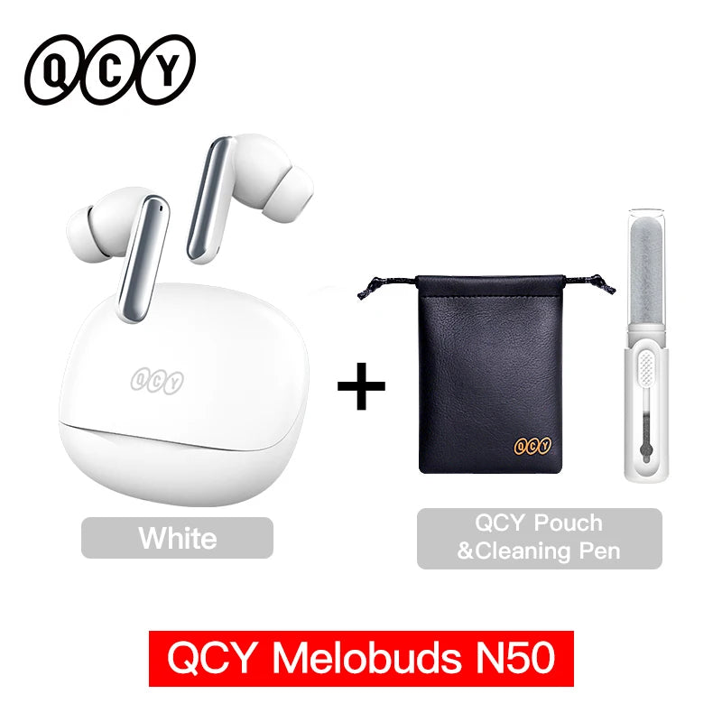 QCY Melobuds N50 ANC Bluetooth 5.4 Słuchawki Bezprzewodowe z Aktywną Redukcją Szumów 6 Mikrofonów Czyste Połączenia Wielopunktowe
