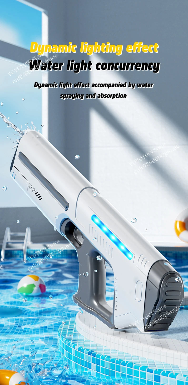 Children's Fully Automatic Water Storage Gun Large Capacity Electric Water Absorbing Toy Gun Summer Outdoor Water Toy Gift