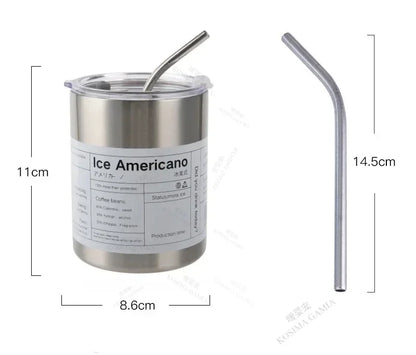 Double Wall Vacuum Insulated Reusable Coffee Tumbler Travel Mug with Straw Hot Cold Leak-proof Dishwasher Safe