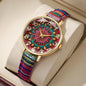 1/2/3/5PCS Fashion Women Watches Vintage Flowers Printed PU Strap Quartz Watch Reloj Mujer（Without Box）