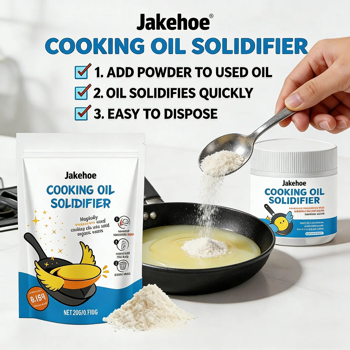 Cooking Oil Solidifier Powder Hot Grease Hardener For Used Fryer Oil Waste Vegetable Lard Eco Friendly Kitchen Cleaning Tool