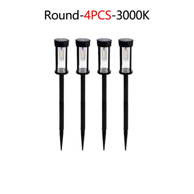 2/4/6Pcs Retro Solar Pathway Warm Lights Outdoor Waterproof Garden Incandescent Bulb for Walkway Yard Backyard Landscape Decor