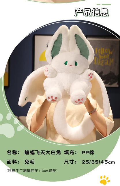 25-55cm Lovely Bat Plush Toy Lovely Flying Bat Rabbit Plushie  Long Tail Pink & Black Bat Rabbit Stuffed Dolls Birthday Gifts