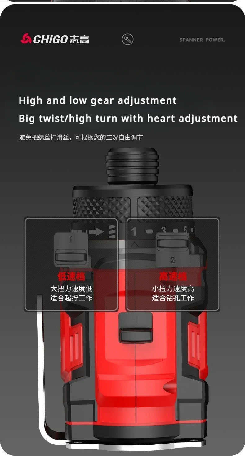 CHIGO Brushless Electric Drill Cordless Knockable Driller Driver 80N.m 18V Screwdriver Li-ion Battery Electric Power Tools