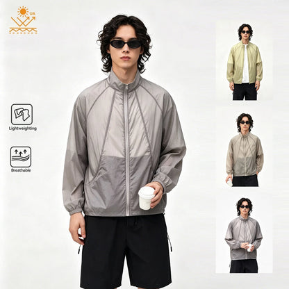 Men's Sun Protection Jacket, UPF 50+ Lightweight & Breathable Windbreaker, Quick-Dry for City Outdoor Mesh Panel Design