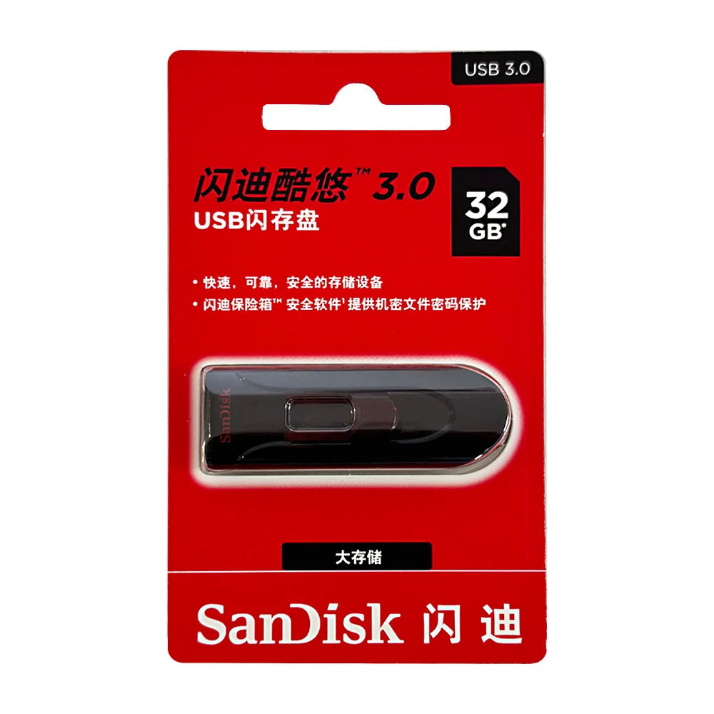 SanDisk Cruzer Glide 3.0 USB Flash Drive Pen 16GB 32GB Memory Stick 64GB 128GB 256GB retractable USB connector for Computer