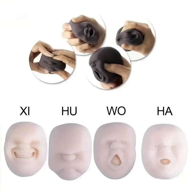 1 Pc Fun Simulated Human Face Emotion Ball, Fidget Toy Decompression Squeeze Ball Stress Toy for Kids and Adults