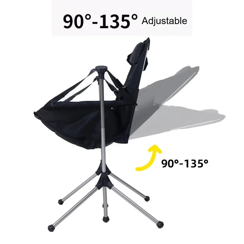 thicken Outdoor folding aluminum alloy rocking chair, camping leisure, portable adult swing chair, backrest chair with pillow