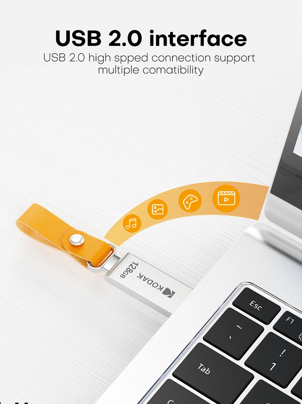 KODAK K122 Mini Metalowy Pendrive USB 2.0 32GB 64GB 128GB Pamięć Flash Plug & Play Mały Kompaktowy Dysk do Laptopa PC Samochodu