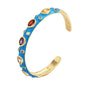 Fashionable Multicolor Gold Plated Gemstone Charm Bangle,Fine Colorful Enamel Open Adjustable Bracelet Jewelry Supply  Q35