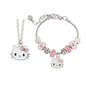Sanrio Hello Kitty Alloy Pendant Necklace Bracelet Set Adjustable Cute Cartoon Anime Jewelry Gift for Women