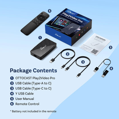 Ottocast Play2Video Pro 2026 Wireless Android Auto & CarPlay AI Box In-Car Video Streaming YouTube Netflix IPTV USB Plug & Play