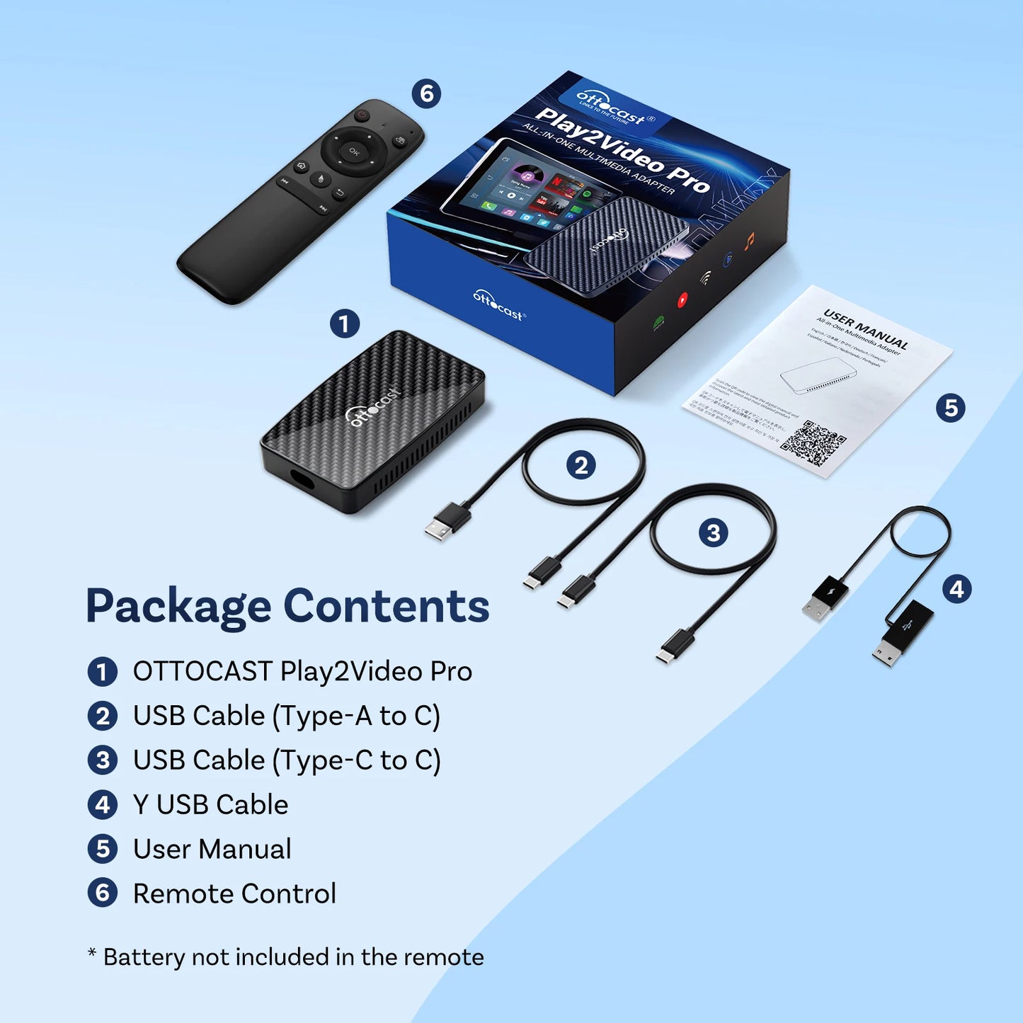 Ottocast Play2Video Pro 2026 Wireless Android Auto & CarPlay AI Box In-Car Video Streaming YouTube Netflix IPTV USB Plug & Play