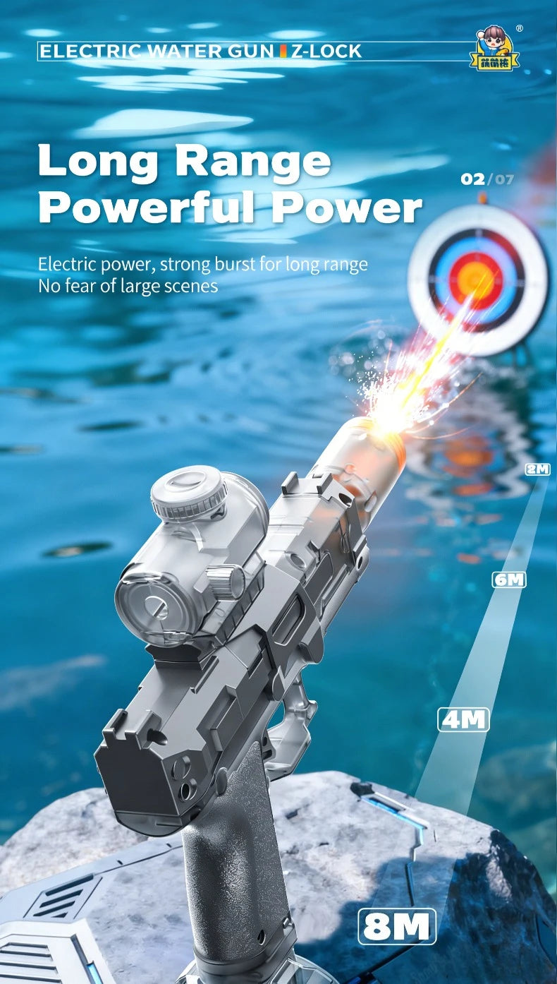 Fun electric pulse water gun, simulated flame sensing light, fully automatic toy water gun, adult outdoor beach toy