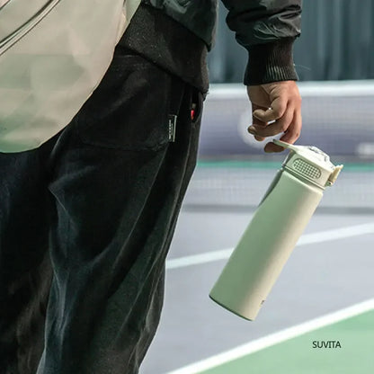 TYESO 600/750ml Thermos Water Bottle with Straw, Stainless Steel Car Thermal Sports Cup, Keeps Cold & Heat Travel Mug