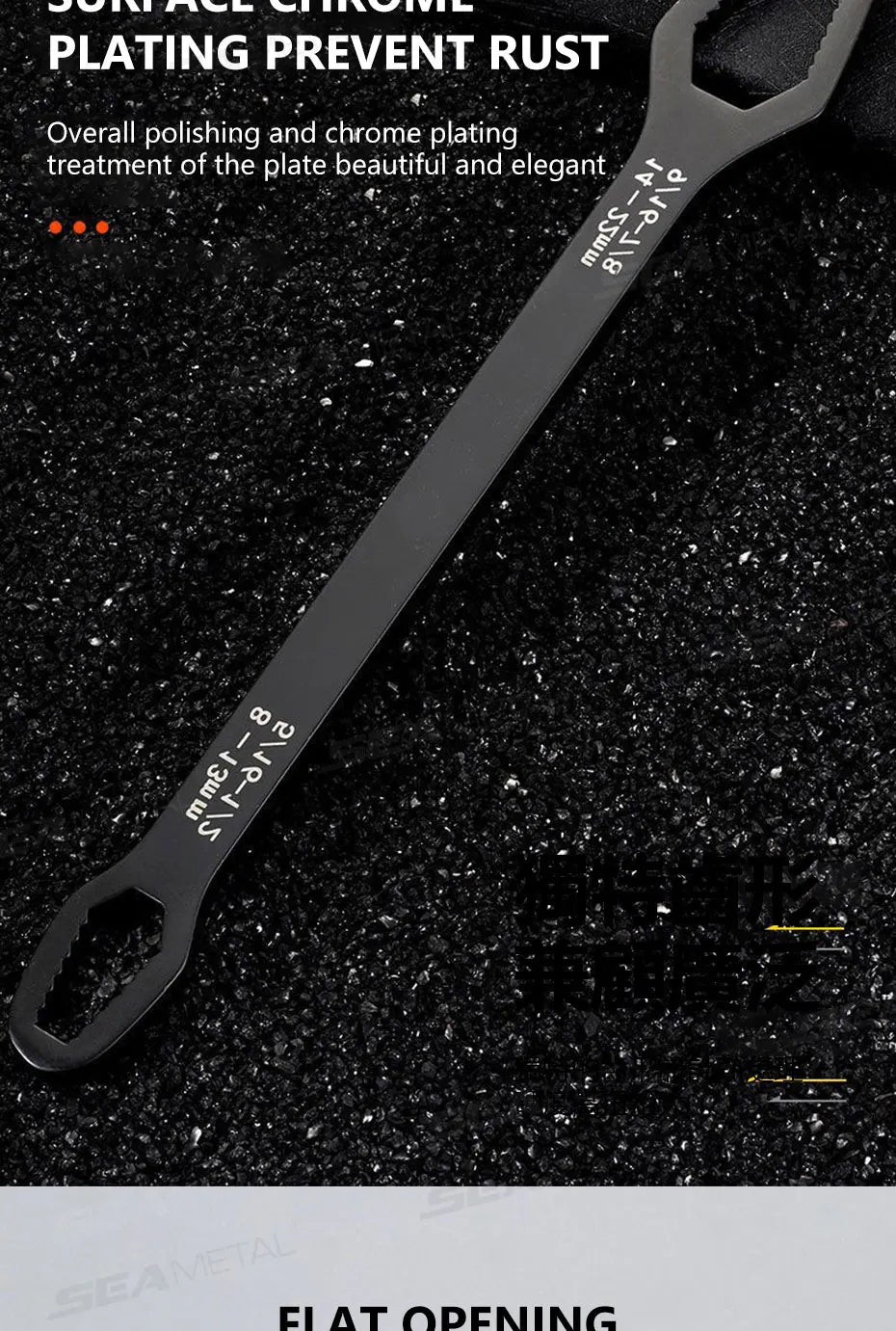 SEAMETAL 3-17mm 8-24mm Universal Torx Wrench Self-tightening Adjustable Glasses Wrench Board Double-head Torx Spanner Hand Tools