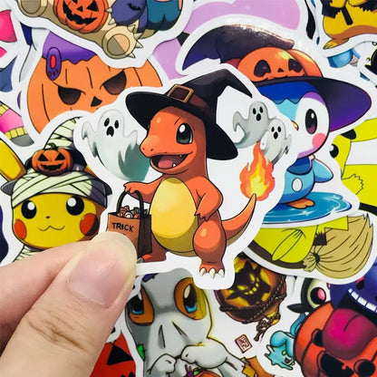 50PCS Kawaii Halloween Anime Pocket Monsters Pikachu Stickers DIY Laptop Luggage Skateboarding Mobile Cartoon Toys Gift Stickers