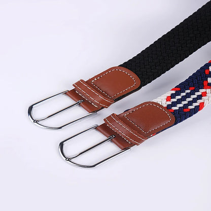 Unisex Elastic Fabric Woven Casual Women Belt Pin Buckle Expandable Braided Stretch Canvas Stylish Leisure Belts for Men
