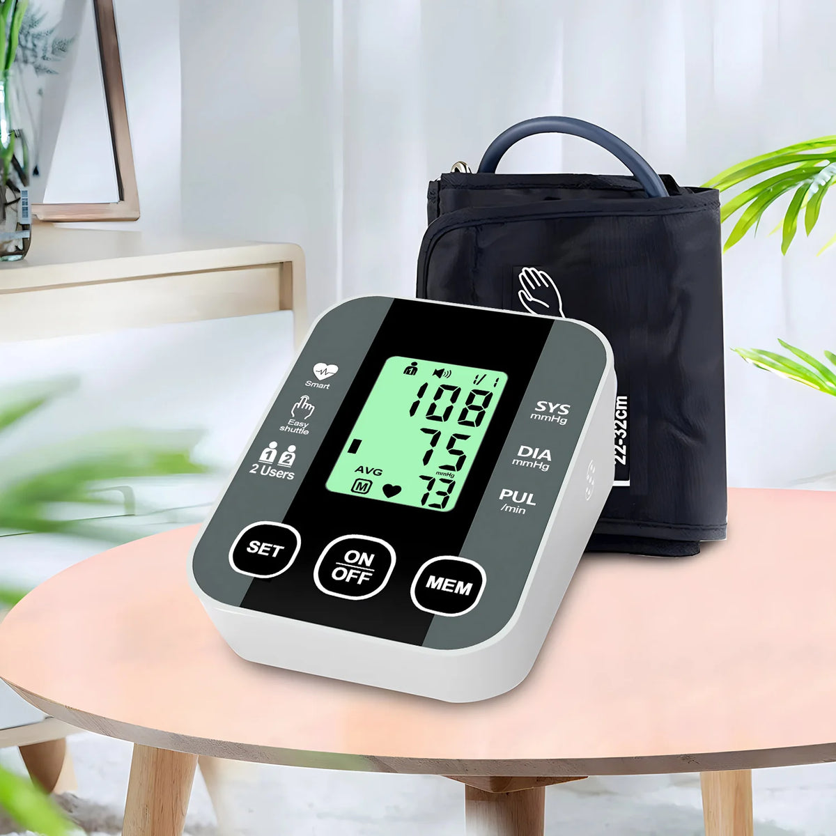 Digital Upper Arm Blood Pressure Monitor Bp Meter Machine Health Heart Rate Monitor Automatic Sphygmomanometer With LCD Display