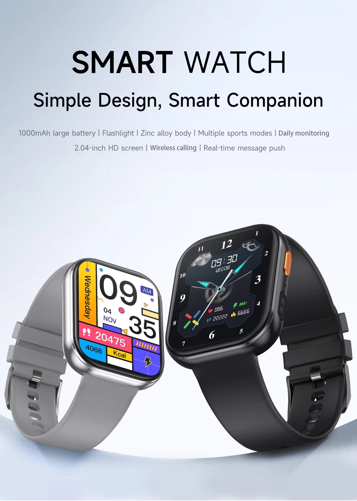LIGE AMOLED Smart Watch Men 2.04 Screen Bluetooth Call Health Monitor IP68 Waterproof Sport Women Smartwatch New For Android IOS