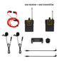 Professional UHF Wireless Lavalier Microphone with Audio Monitor Function Mic 2 Channels 80m Range for DSLR Cameras Interview